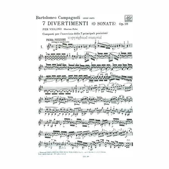 Ricordi Campagnoli 7 Divertimenti Op.18 Violinnoten Violine solo