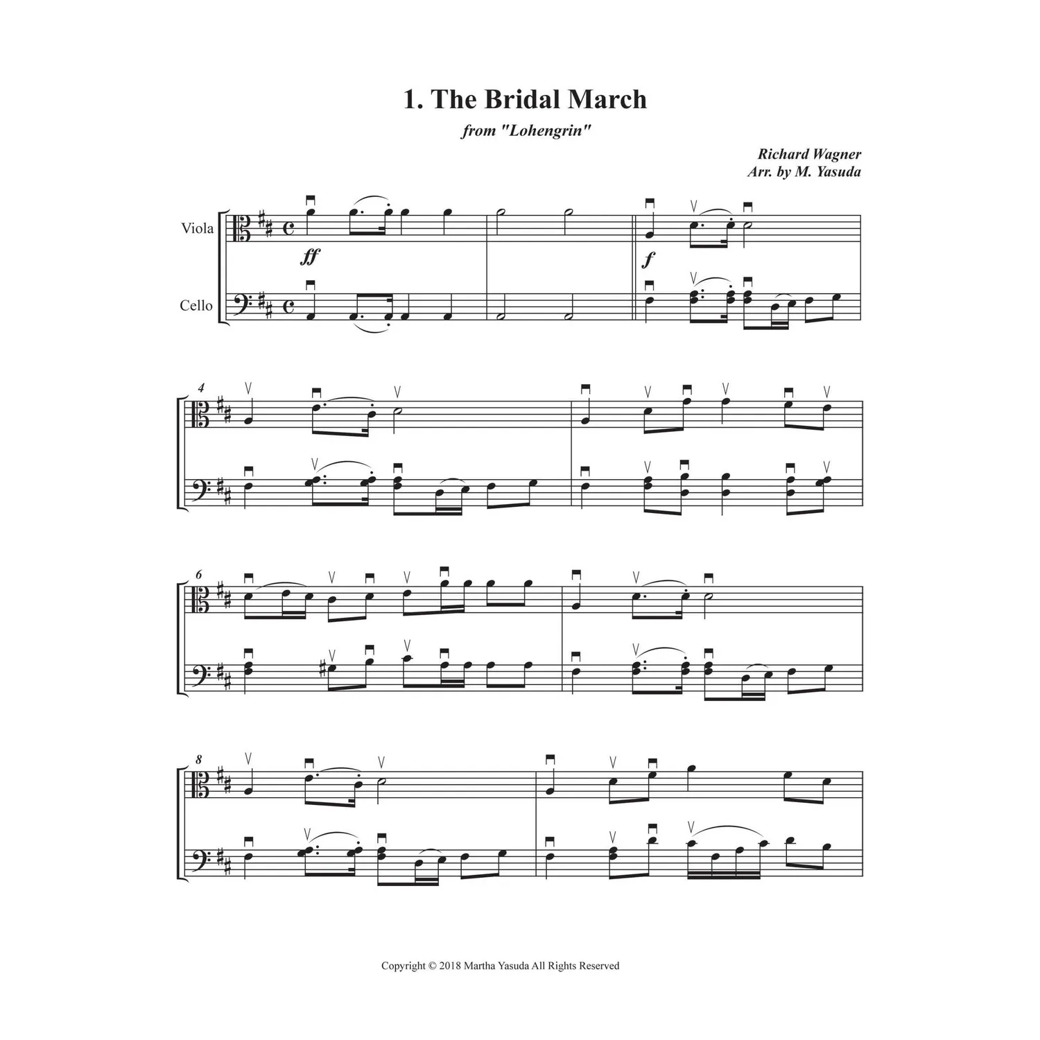 Shar Yasuda Wedding Melodies Noten Viola Cello Download