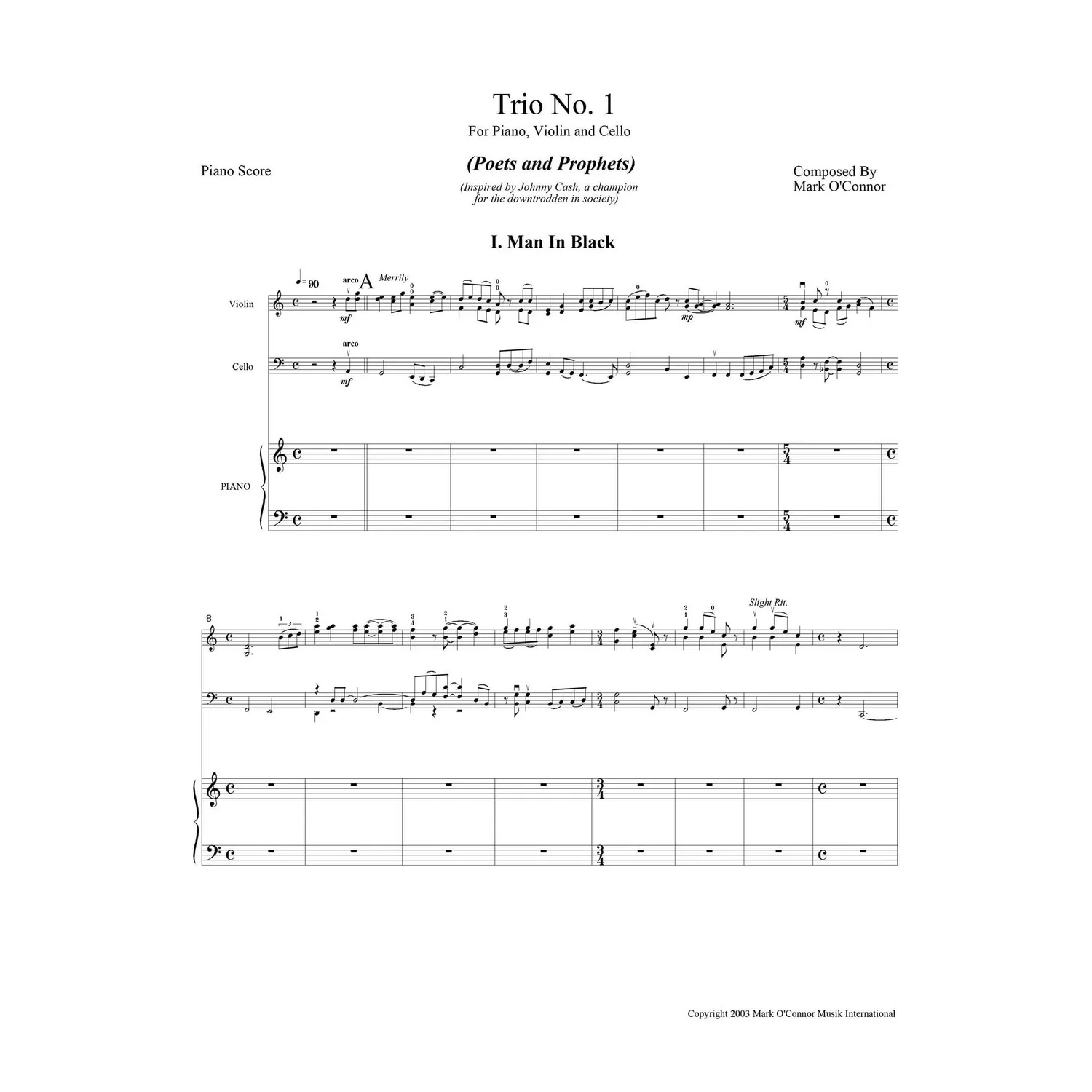 O'Connor Trio Nr 1 Poets Prophets Klaviernoten Download