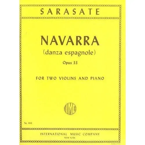 Shar Music Sarasate Navarra Op.33 Noten 2 Violinen Klavier