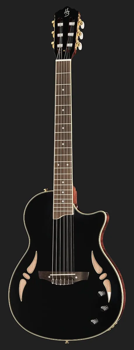 Harley Benton Santos Nashville Nylon Konzertgitarre Schwarz Nylon