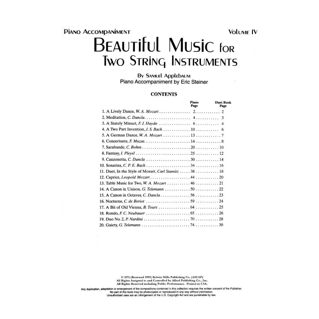 Belwin Applebaum Beautiful Music Vol. 4 Noten Klavierbegleitung