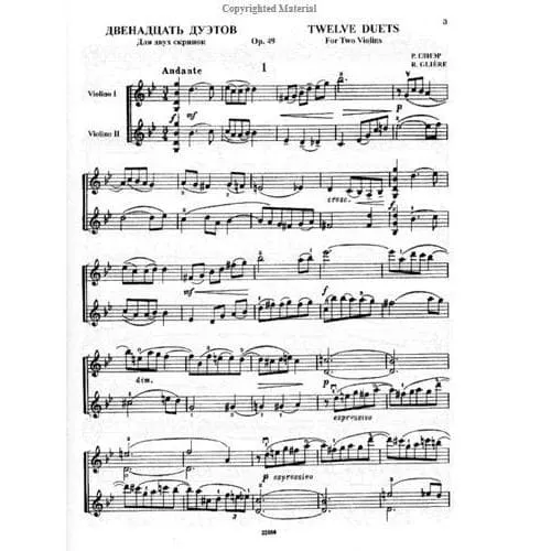 Glière Zwölf Duette Op. 49 Noten für 2 Violinen