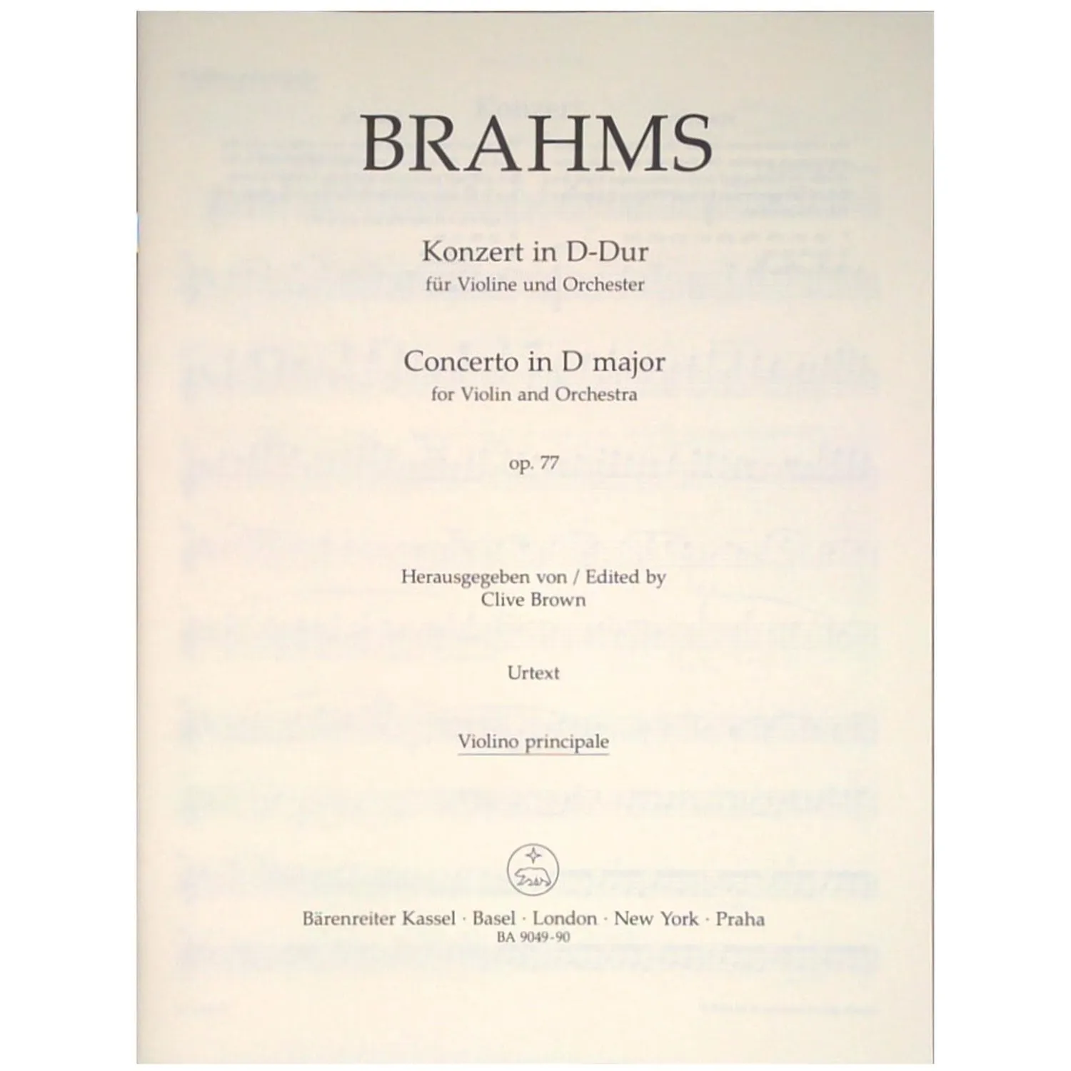 Bärenreiter Brahms Violinkonzert D-Dur Noten Partitur Urtext