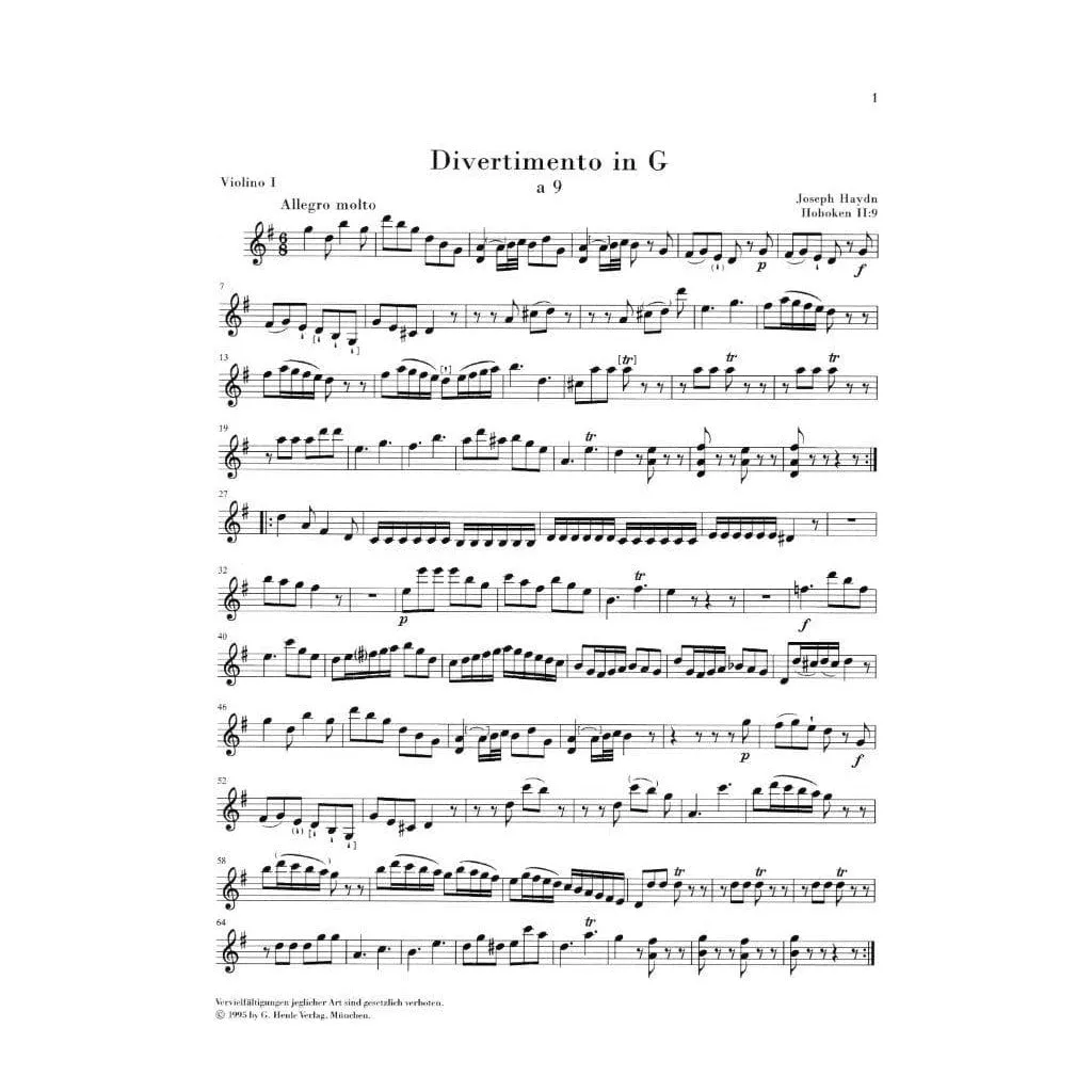 Henle Haydn Divertimento G-Dur Hob II:9 Noten Set