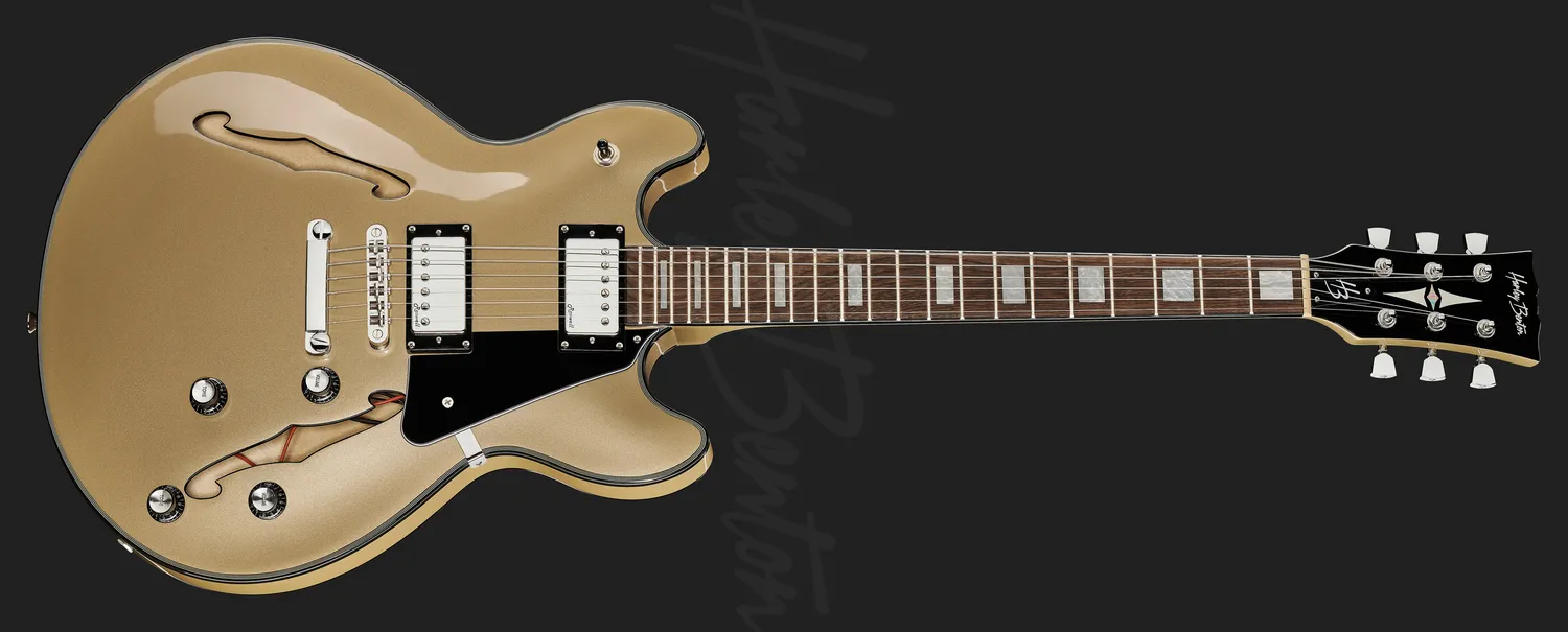 Harley Benton HB-35Plus Halbakustik-Gitarre Shoreline Gold Humbucker