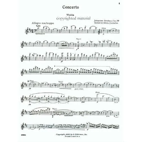 Brahms Violinkonzert D-Dur op. 77 Noten für Violine