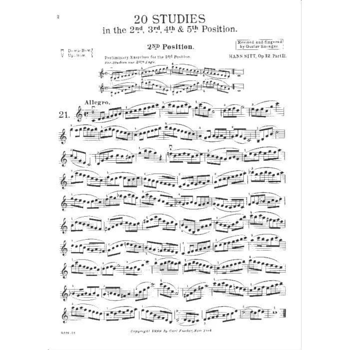 Carl Fischer Sitt 100 Etüden Op 32 Heft 2 Violinnoten
