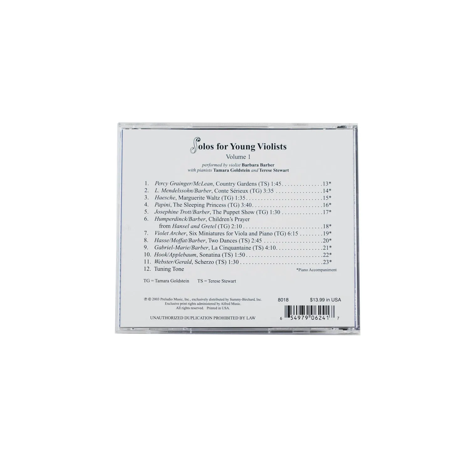 Alfred Barber Solos Young Violists Vol.1 CD Viola