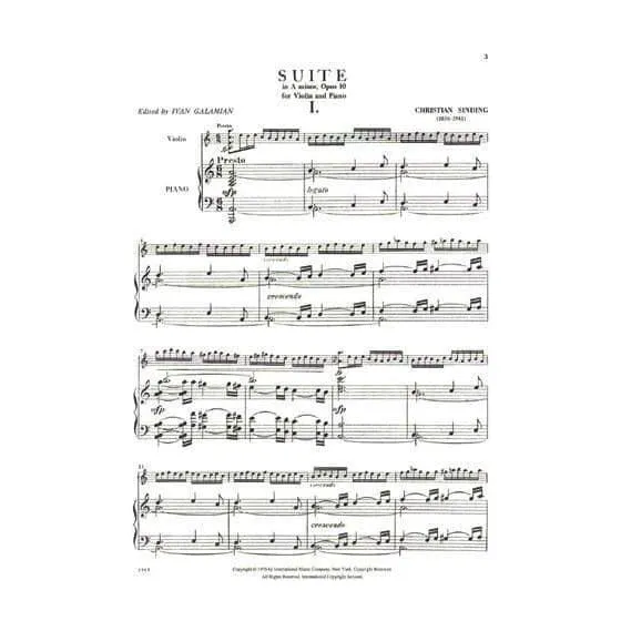 Shar Music Sinding Suite a-Moll Op 10 Noten Violine Klavier Galamian