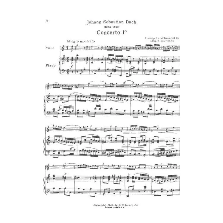 Schirmer Bach Violinkonzert Nr.1 a-Moll BWV 1041 Noten Violine Klavier