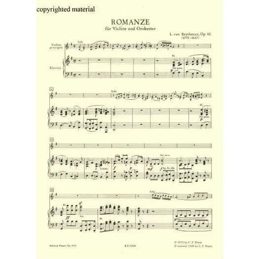 Peters Beethoven 2 Romanzen Op 40 50 Noten Violine CD