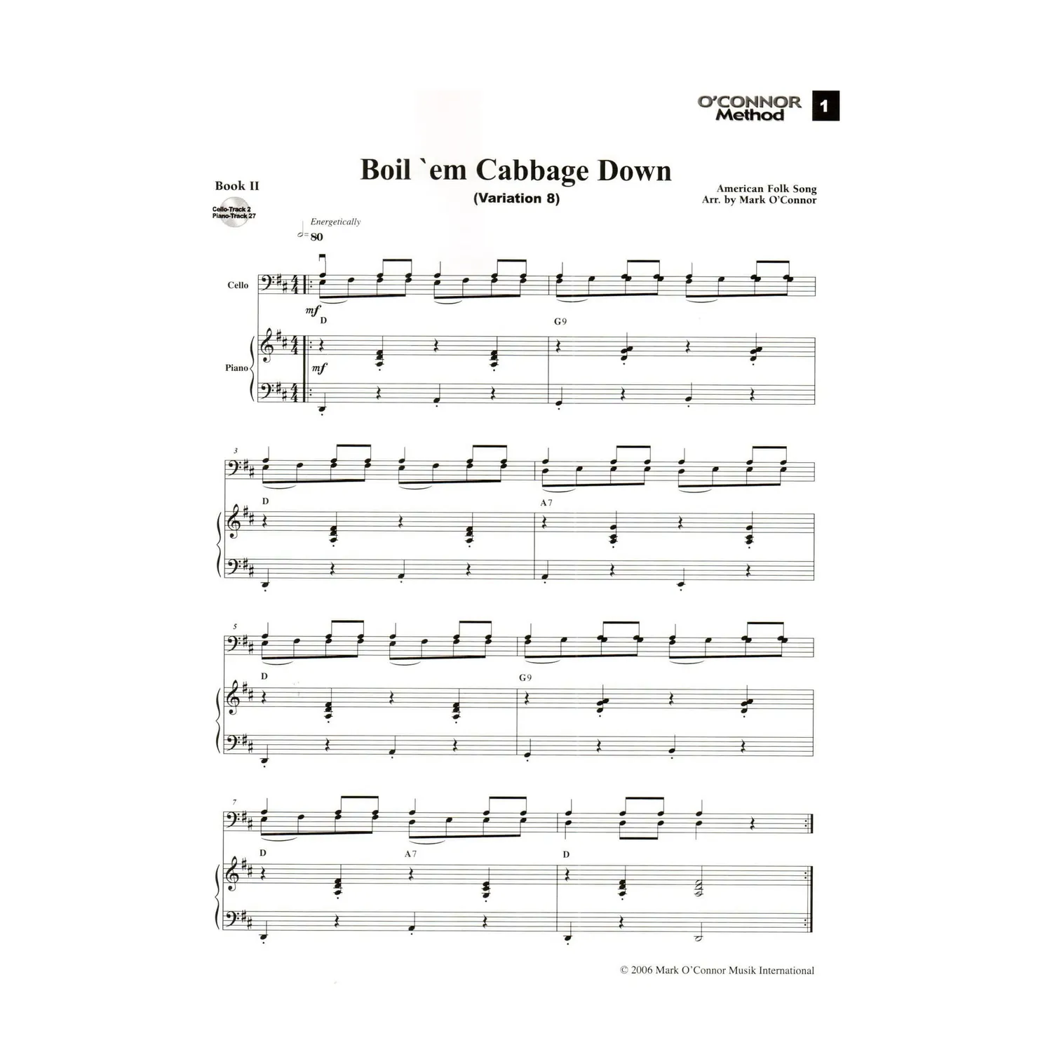 O'Connor Cello Method Book II Klavierbegleitung Noten amerikanisch