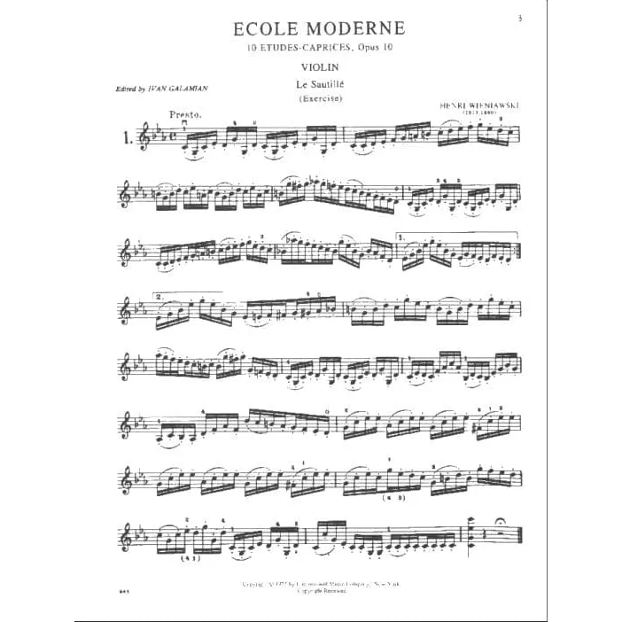 Wieniawski Ecole Moderne Op 10 Noten Violine solo Galamian