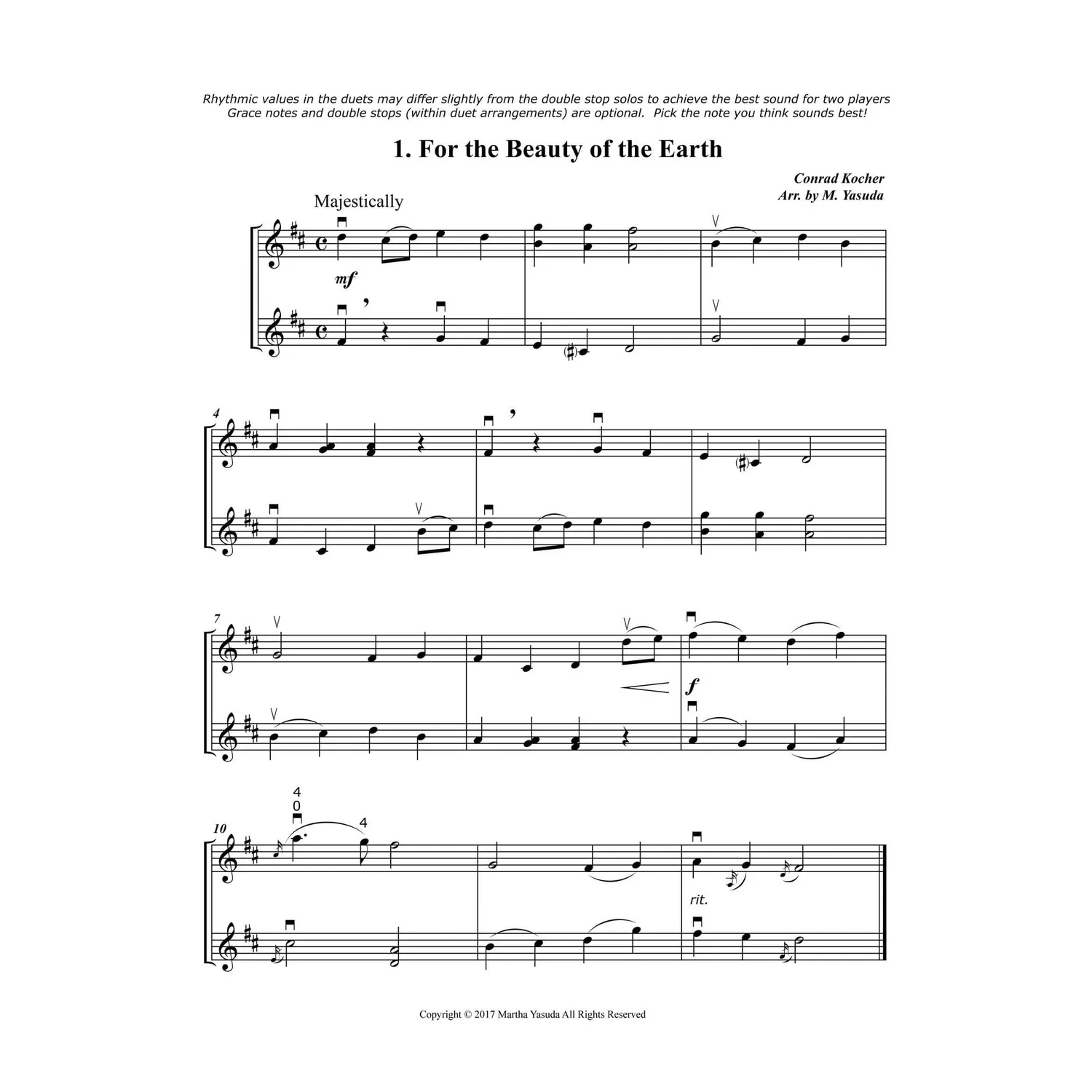 Yasuda Hymn Melodies Vol.2 Violine Noten Download Doppelgriff