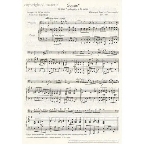 Berteau Sonate G-Dur Cellonoten Cello Klavier Schott Moffat