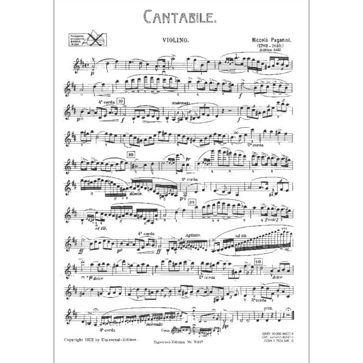Shar Music Paganini Cantabile Violine Klavier Noten