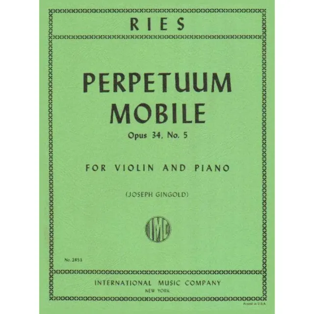 Ries Perpetuum Mobile Op 34 Nr 5 Violine-Klavier Noten Gingold