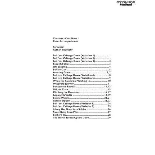 O'Connor Viola Method Book I Notenheft Klavierbegleitung