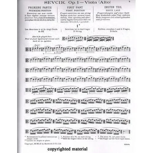 Sevcik Grifftechnik Opus 1 Heft 1 Bratschennoten Tertis
