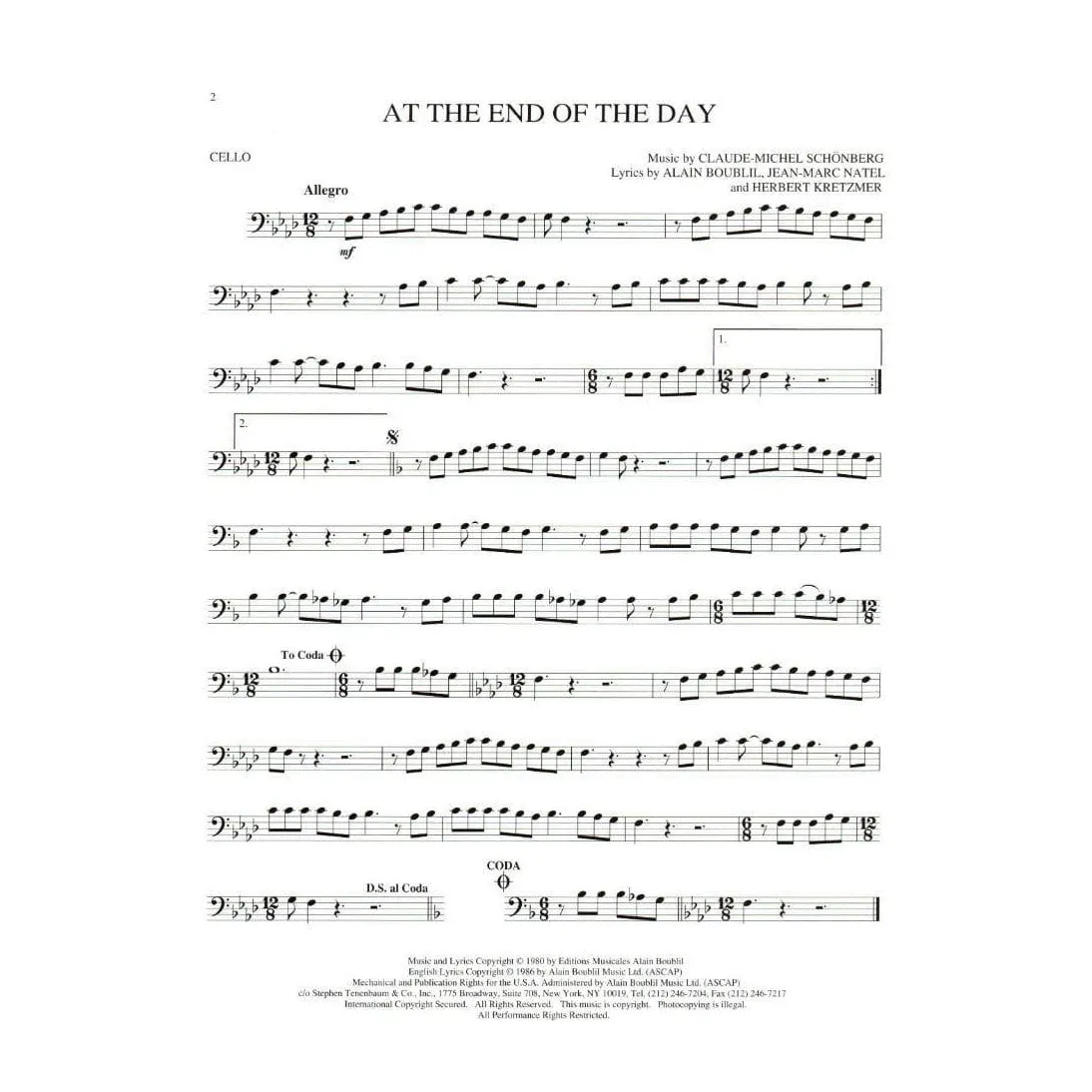 Hal Leonard Les Misérables Cellonoten 13 Songs