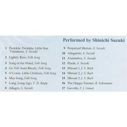Suzuki Violin School CD Volume 1 Hör-CD Suzuki