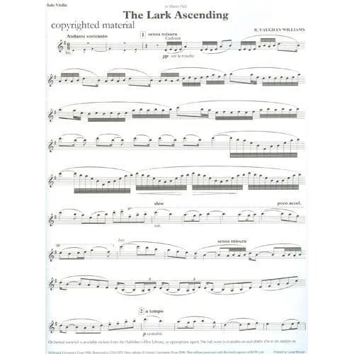 Shar Music Vaughan Williams Lark Ascending Noten Violine