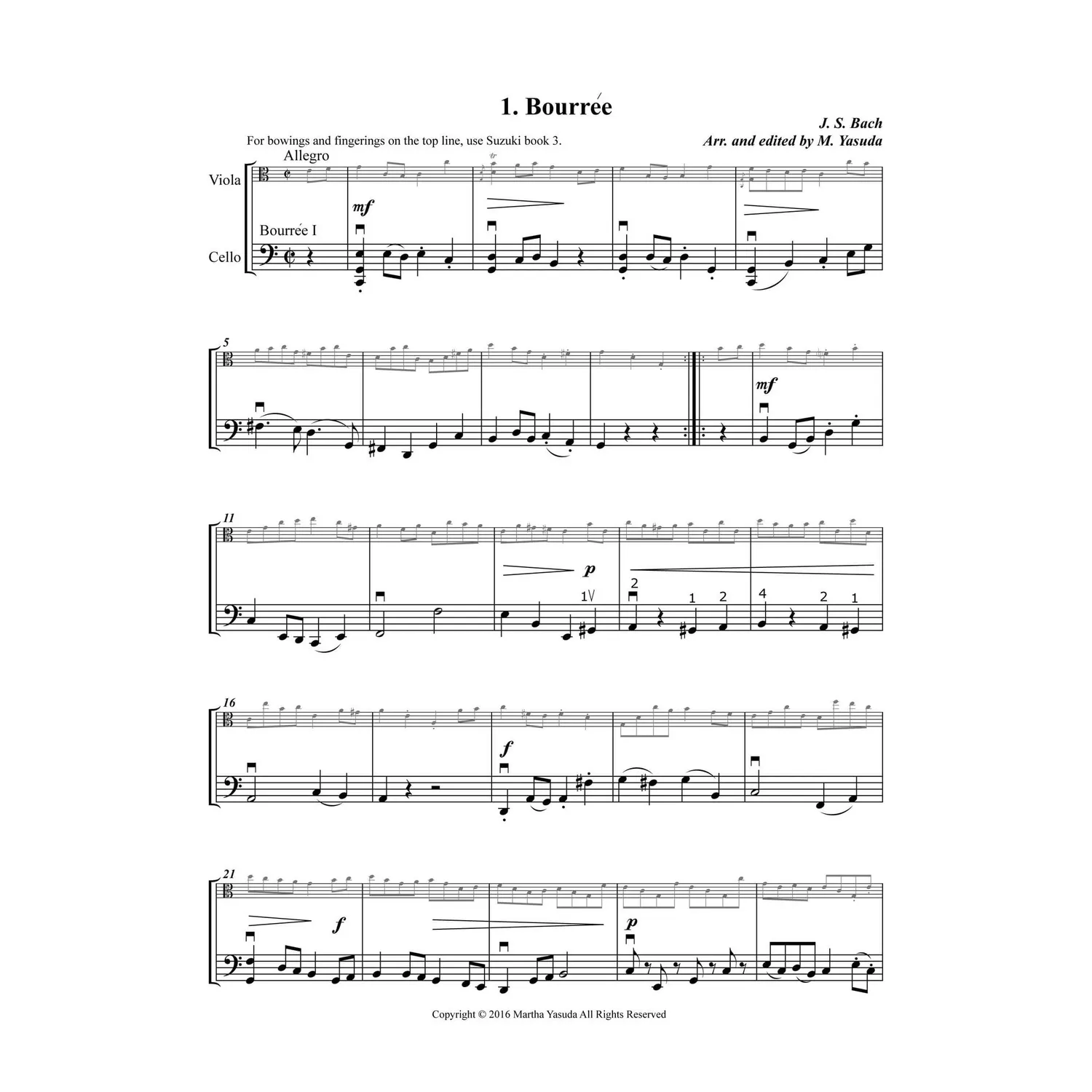 Yasuda Harmonious Melodies Bratsche Cello Noten Download Duo