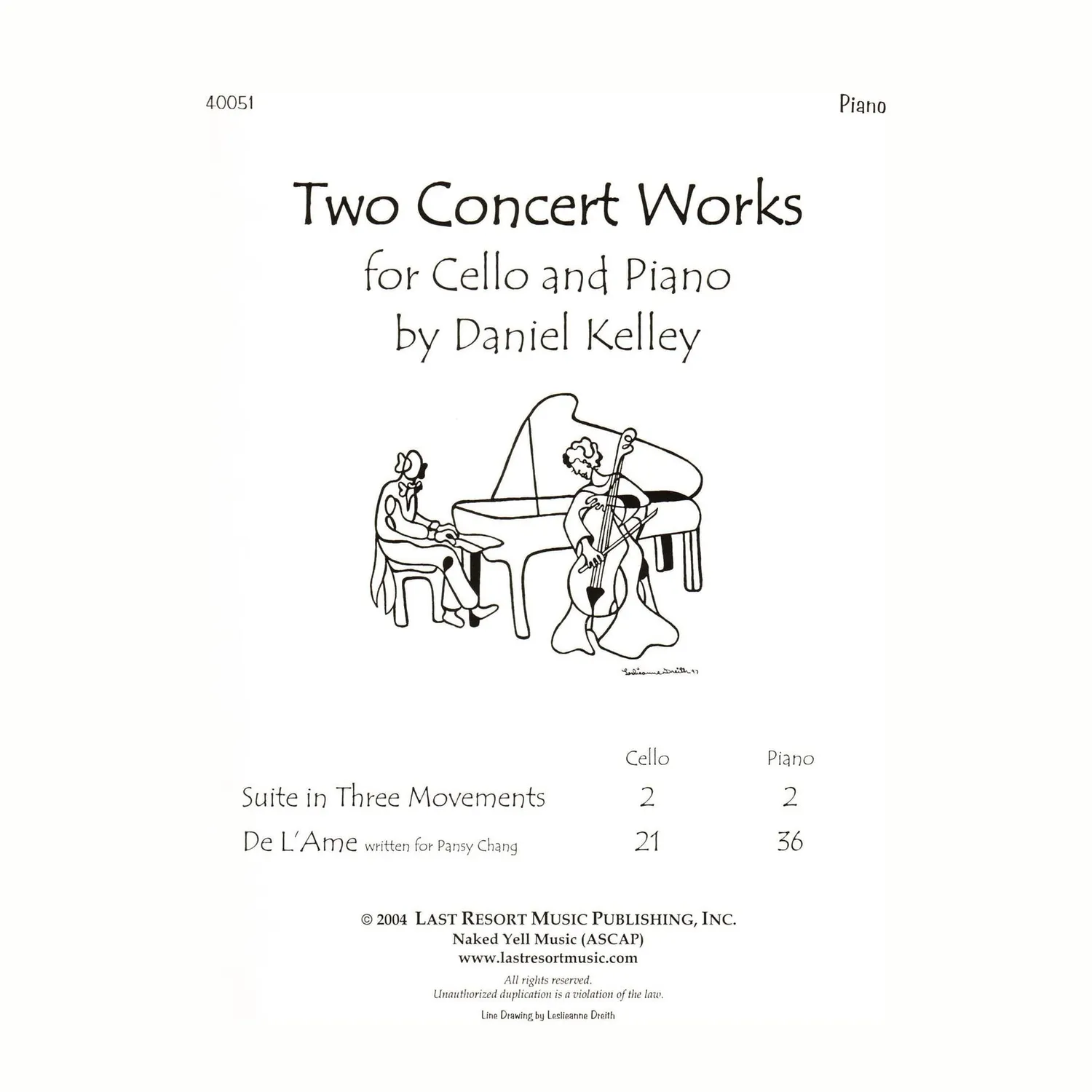 Last Resort Kelley Two Concert Works Noten Cello Klavier