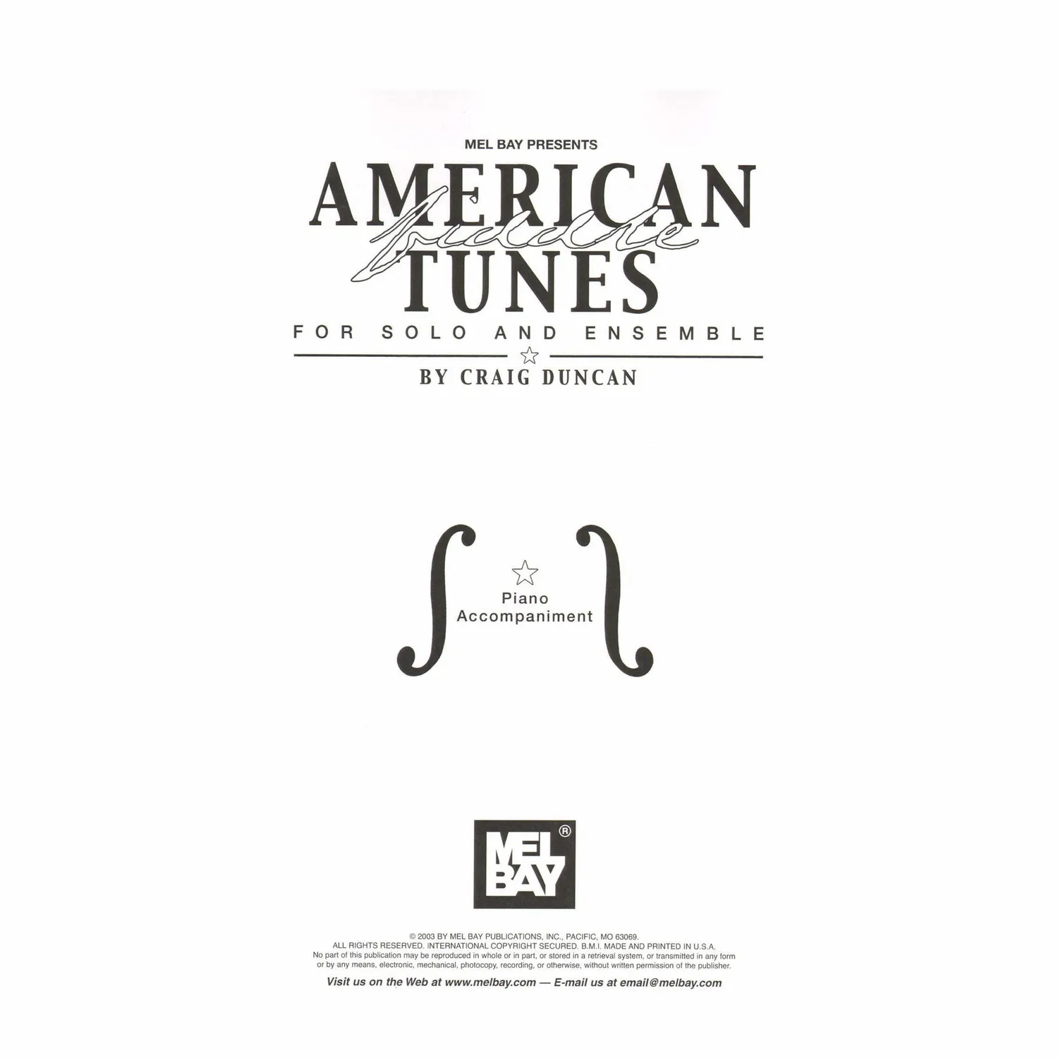 Mel Bay American Fiddle Tunes Noten Violine Klavier