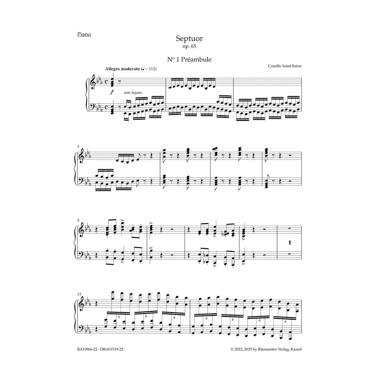 Bärenreiter Saint-Saëns Septett Op. 65 Stimmen Ensemble