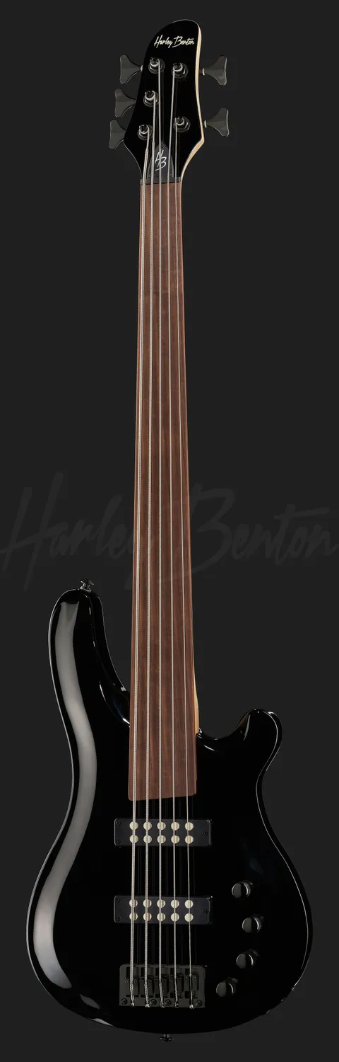 Harley Benton Pro B-550FL E-Bass 5-Saiter Fretless Schwarz