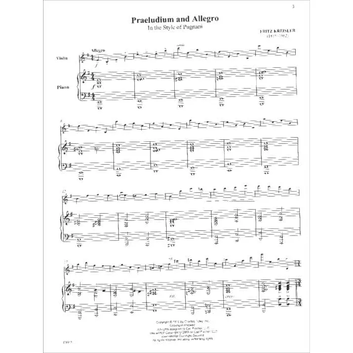 Kreisler Praeludium Allegro Violine Klavier Fischer