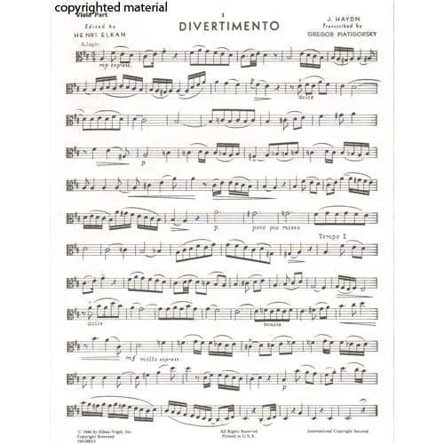 Elkan-Vogel Haydn Divertimento Noten Bratsche Klavier Piatigorsky