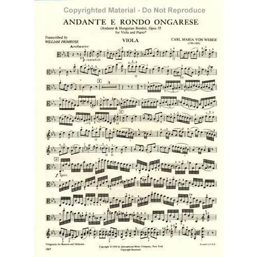 International Weber Andante Rondo Ongarese Op.35 Noten Bratsche Klavier