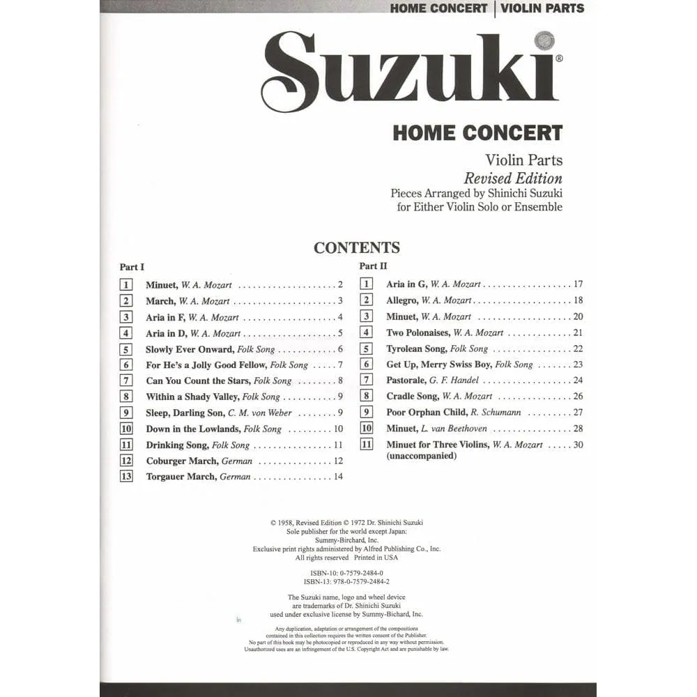 Alfred Home Concert Violine Noten Suzuki