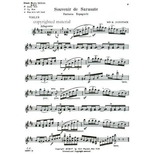 Carl Fischer Souvenir de Sarasate Violine Noten