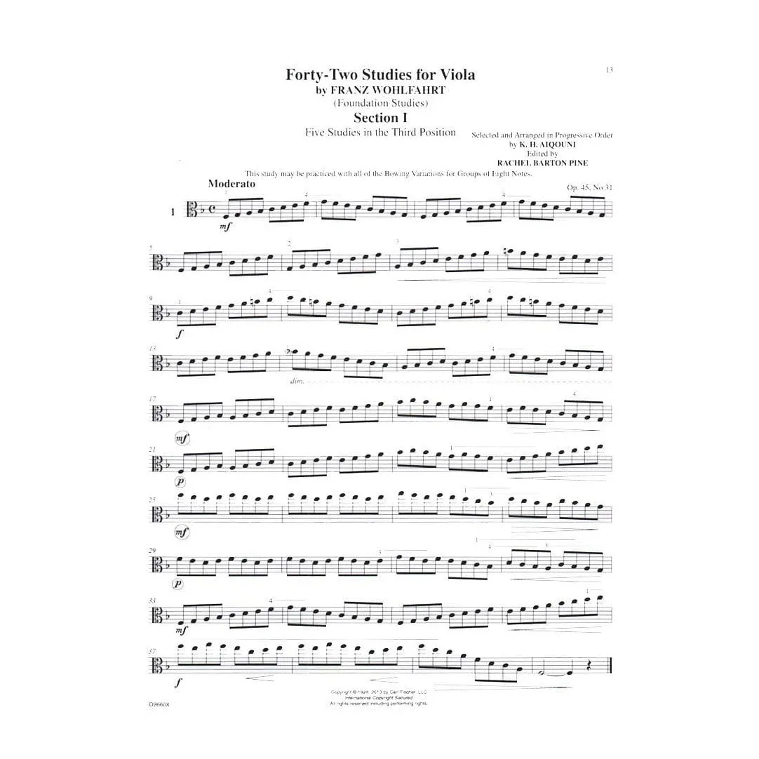 Franz Wohlfahrt Foundation Studies Viola Buch 2 Etüden