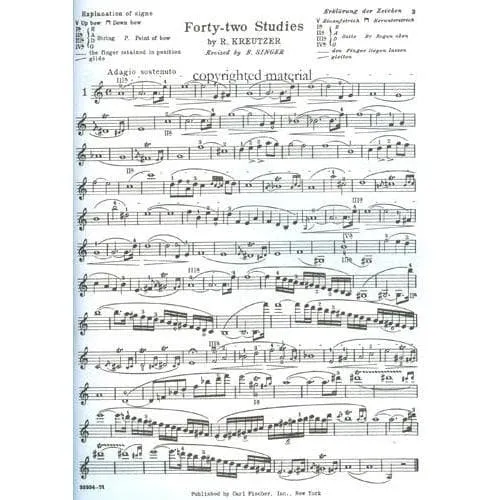 Carl Fischer Kreutzer 42 Etüden Violinnoten Singer-Ausgabe