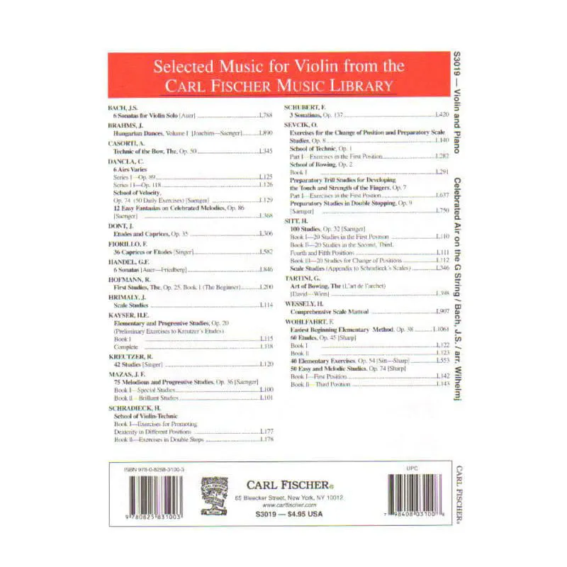 Bach Air G-Saite Violine Klavier Wilhelmj Fischer