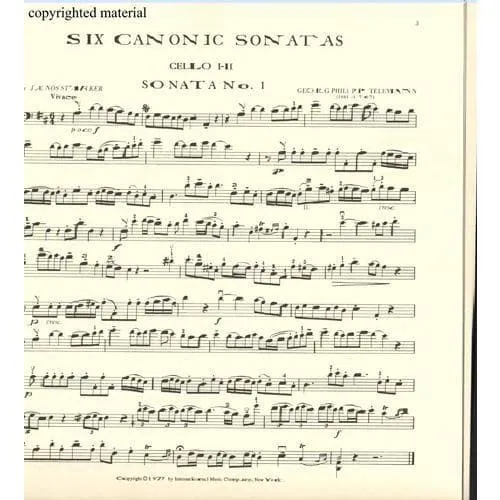 International Telemann Six Canonic Sonatas Noten 2 Celli