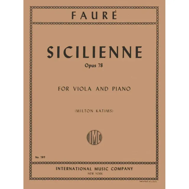 Shar Music Fauré Sicilienne Op 78 Noten Viola mit Klavier Katims