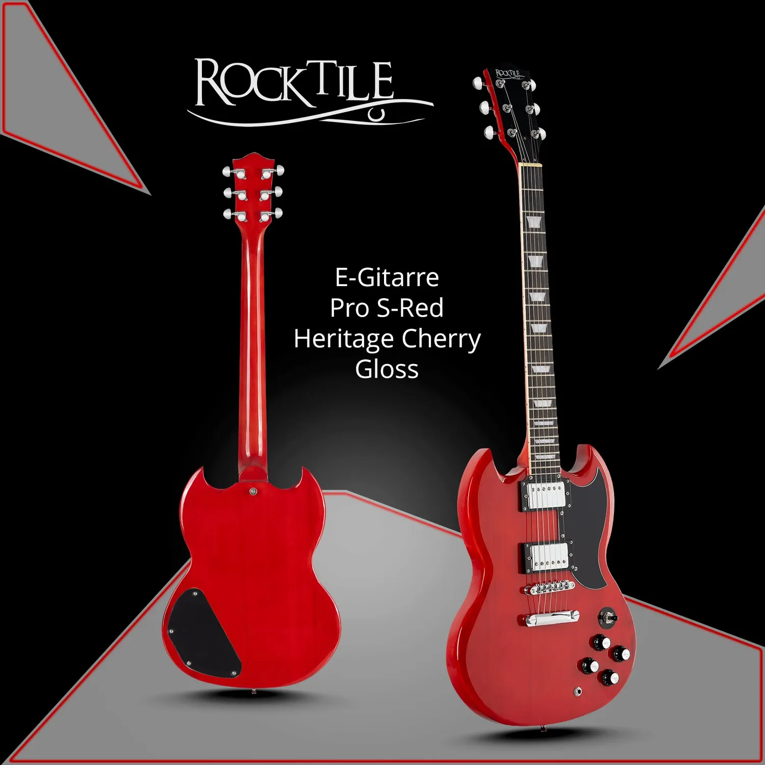 Rocktile Pro S-Red E-Gitarre Doublecut Heritage Cherry