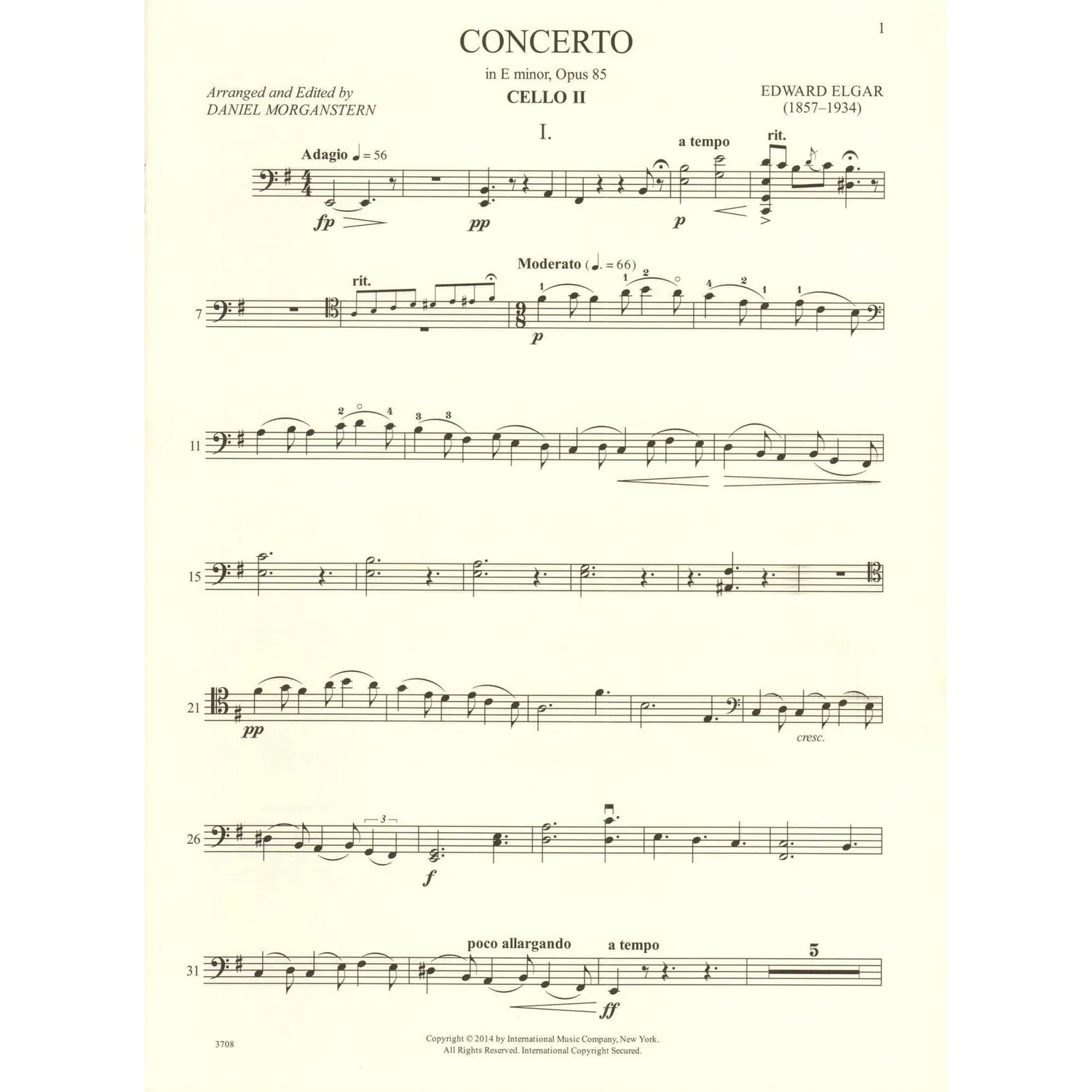 International Elgar Konzert e-moll Op. 85 Cellonoten mit 2. Cello