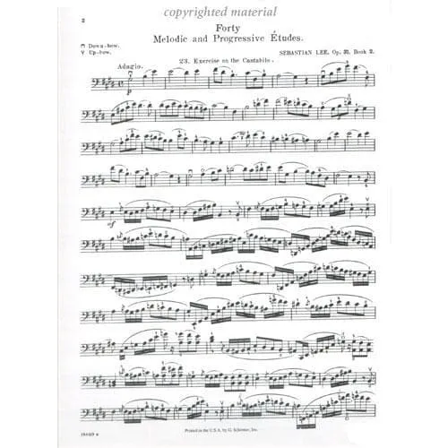 Lee 40 Etüden Op 31 Vol 2 Noten Cello Nr 23-40 Schulz