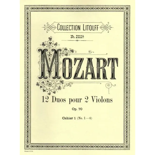 Peters Mozart 12 Duos Op 70 Violinduette Noten Nr. 1-4