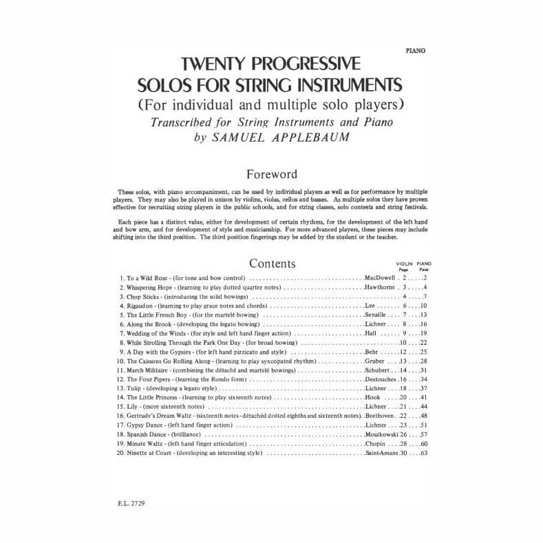 Alfred 20 Progressive Solos Klavierbegleitung Noten