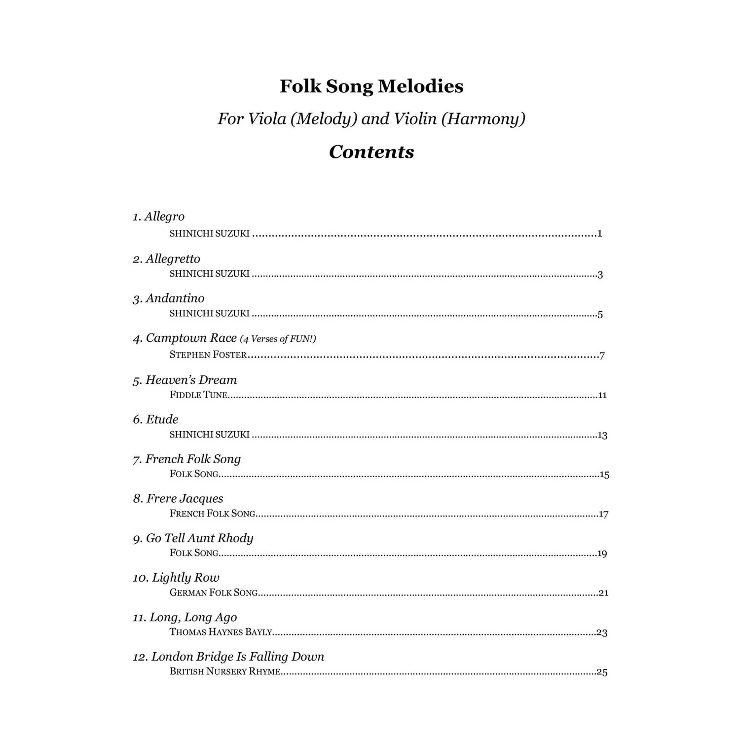 Yasuda Folk Song Melodies Noten Bratsche Violine Download