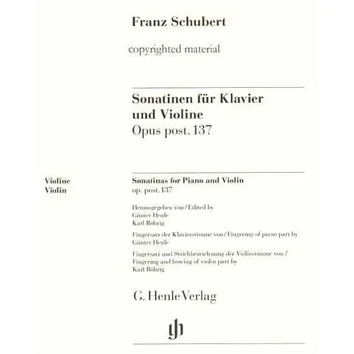 Henle Schubert 3 Sonatinen Op. 137 Noten Violine Klavier
