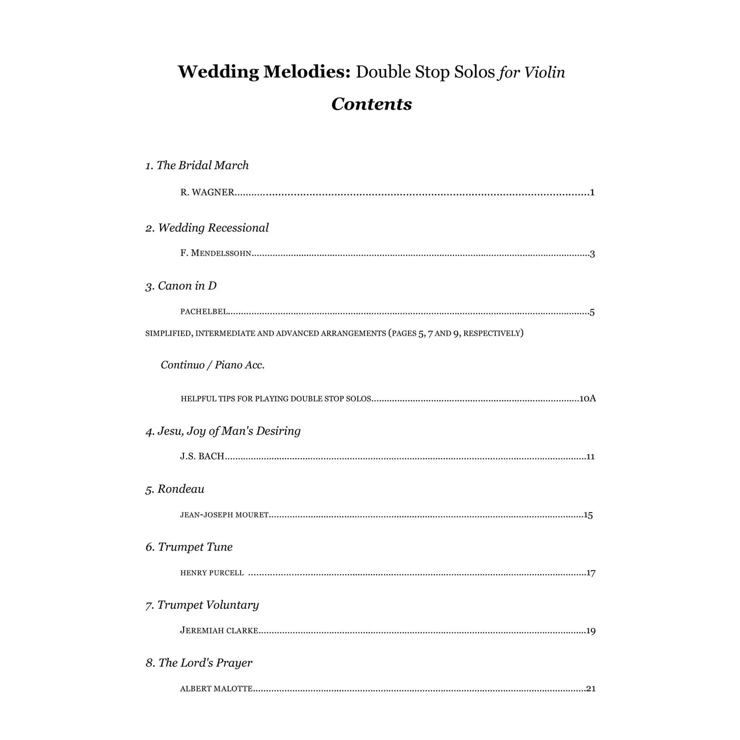 Yasuda Wedding Melodies Solo-Violine Noten-Download leicht+schwer